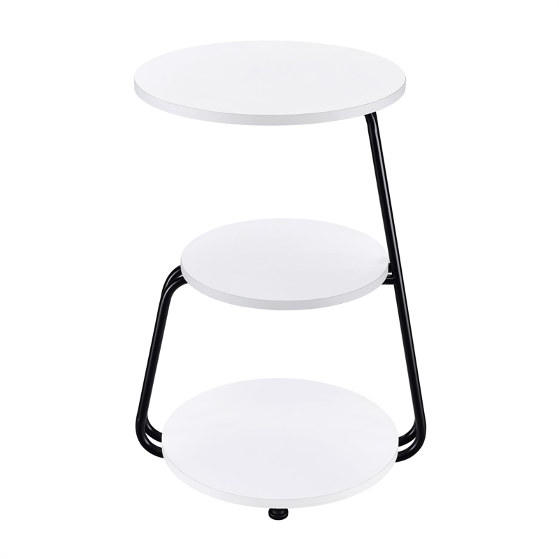 Pemberly Row 3-tier Contemporary Wood Round Side Table White and Black