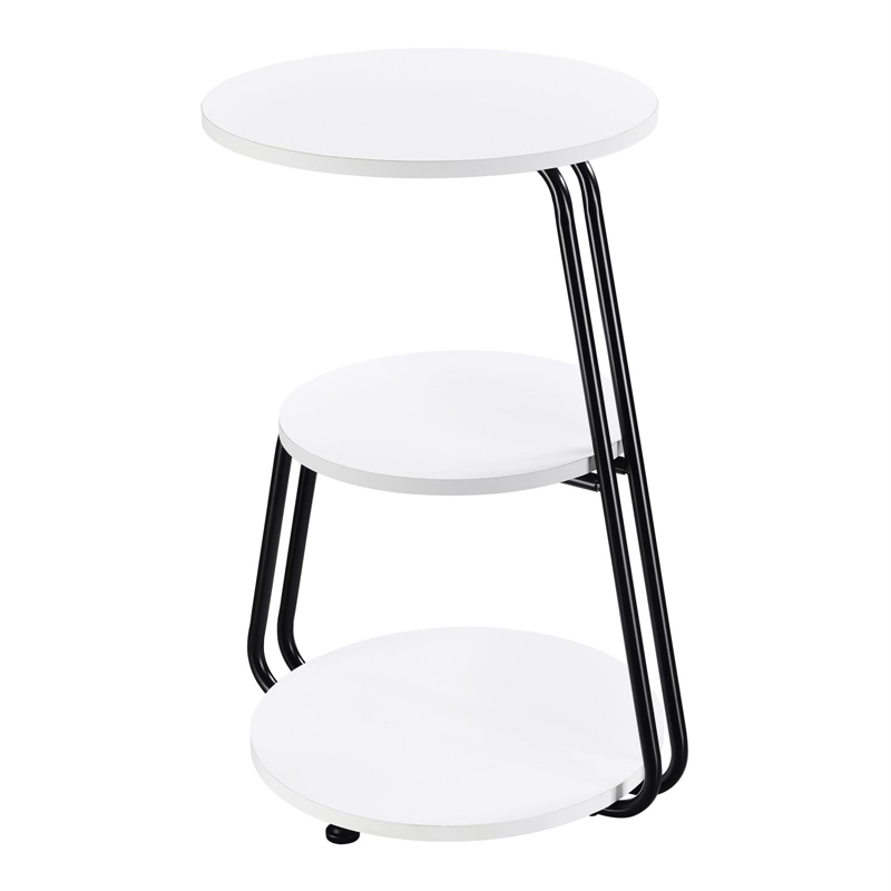 Pemberly Row 3-tier Contemporary Wood Round Side Table White and Black