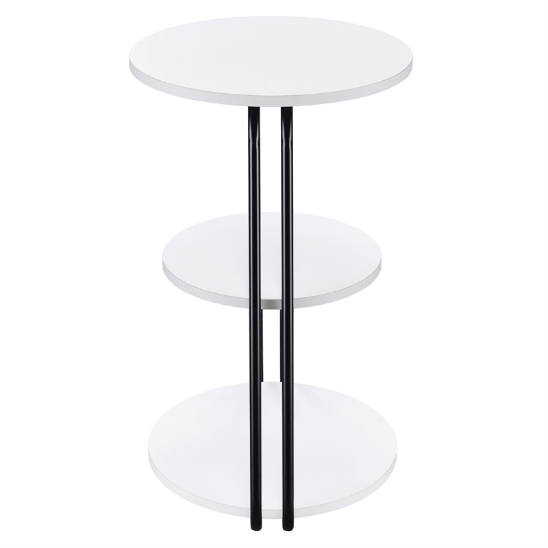 Pemberly Row 3-tier Contemporary Wood Round Side Table White and Black