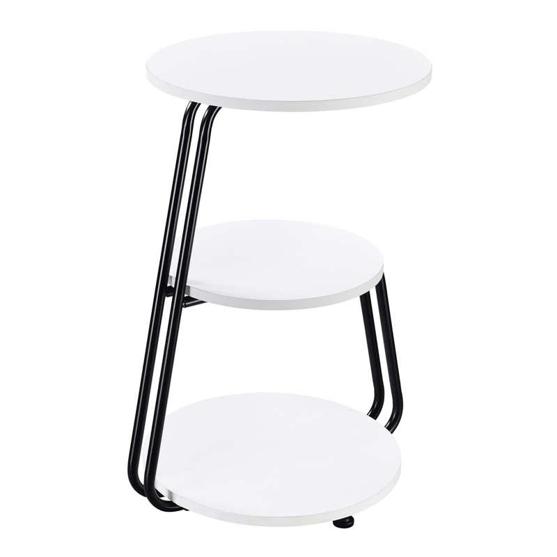 Pemberly Row 3-tier Contemporary Wood Round Side Table White and Black