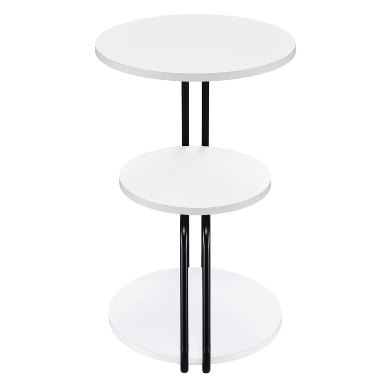 Pemberly Row 3-tier Contemporary Wood Round Side Table White and Black