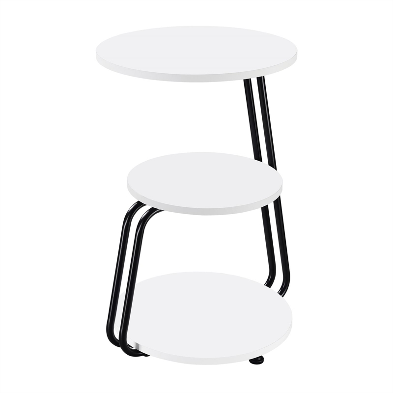 Pemberly Row 3-tier Contemporary Wood Round Side Table White and Black