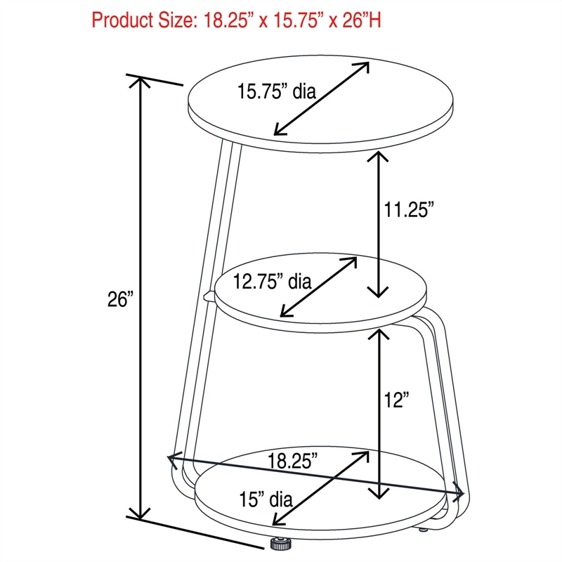 Pemberly Row 3-tier Contemporary Wood Round Side Table White and Black