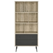 Pemberly Row 3-shelf Engineered Wood Bookcase in Gray and Antique Pine