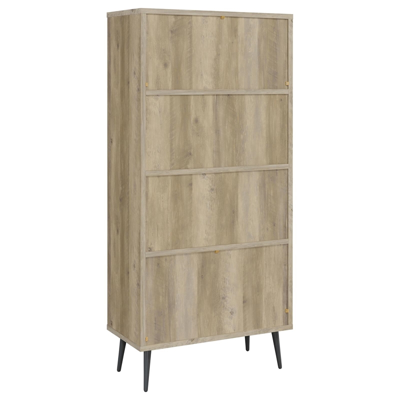 Pemberly Row 3-shelf Engineered Wood Bookcase in Gray and Antique Pine