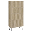 Pemberly Row 3-shelf Engineered Wood Bookcase in Gray and Antique Pine