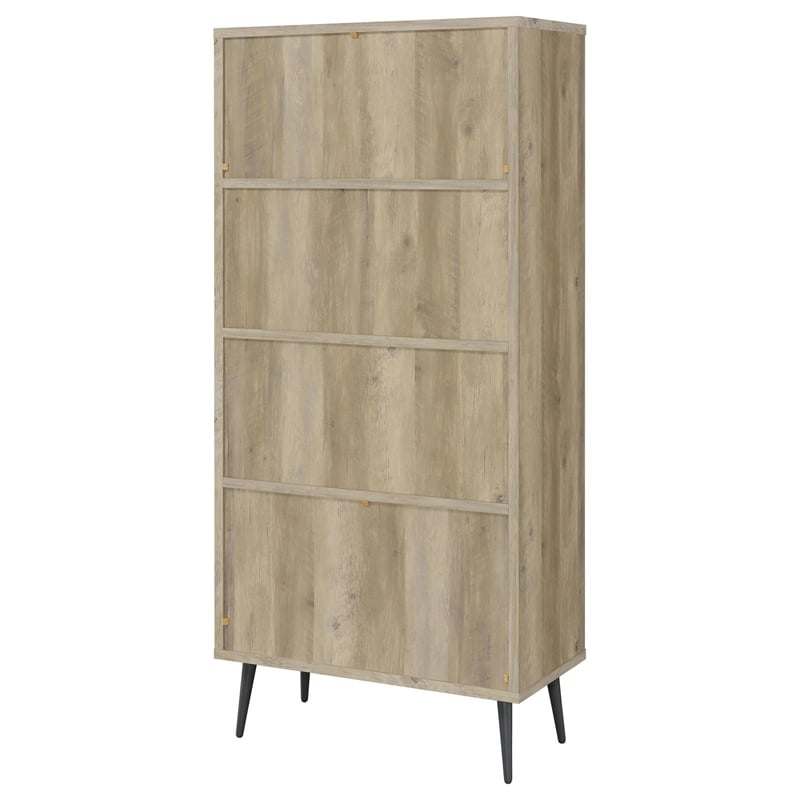 Pemberly Row 3-shelf Engineered Wood Bookcase in Gray and Antique Pine
