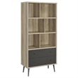 Pemberly Row 3-shelf Engineered Wood Bookcase in Gray and Antique Pine