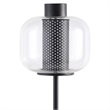 Pemberly Row Modern Metal & Glass Shade Bedside Table Lamp in Black