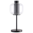 Pemberly Row Modern Metal & Glass Shade Bedside Table Lamp in Black
