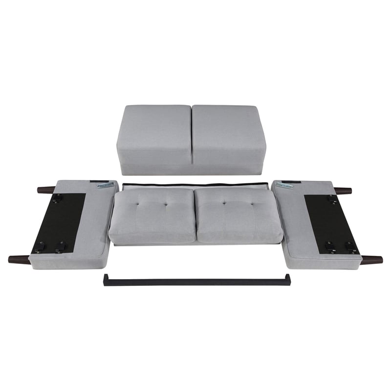 Pemberly Row 2-Piece Upholstered Fabric Sofa Set with Track Arms in Gray