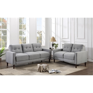 Pemberly Row 2-Piece Upholstered Fabric Sofa Set with Track Arms in Gray