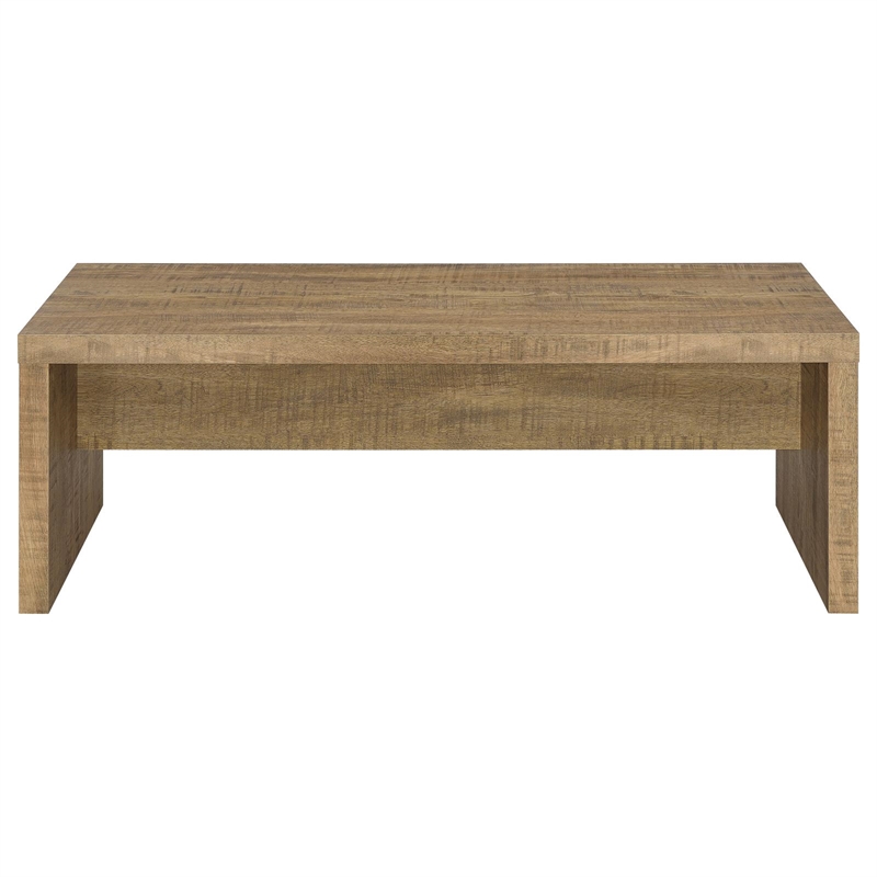 Pemberly Row Farmhouse Engineered Wood Rectangular Coffee Table in Brown