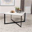 Pemberly Row Modern Metal Square Marble Top Coffee Table White and Black