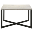 Pemberly Row Modern Metal Square Marble Top Coffee Table White and Black
