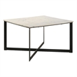Pemberly Row Modern Metal Square Marble Top Coffee Table White and Black