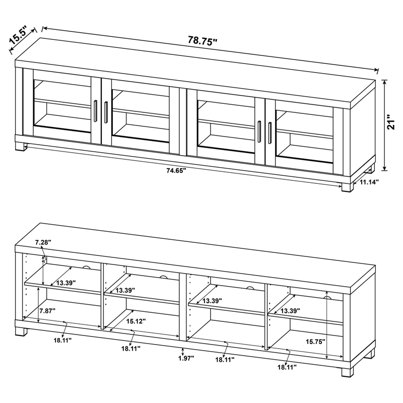 Pemberly Row 3-piece Transitional Wood Entertainment Center in Dark Pine