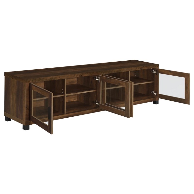 Pemberly Row 3-piece Transitional Wood Entertainment Center in Dark Pine