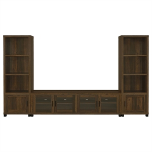 Pemberly Row 3-piece Transitional Wood Entertainment Center in Dark Pine