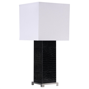 pemberly row modern wood square shade bedside table lamp black and white
