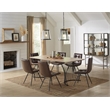 Pemberly Row Wood Dining Table with Swirl Base in Natural Oak and Gunmetal
