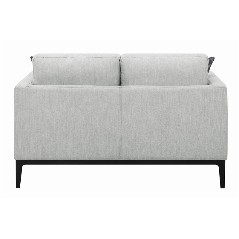 Pemberly Row Upholstered Fabric Loveseat with Cushioned Back in Light Gray
