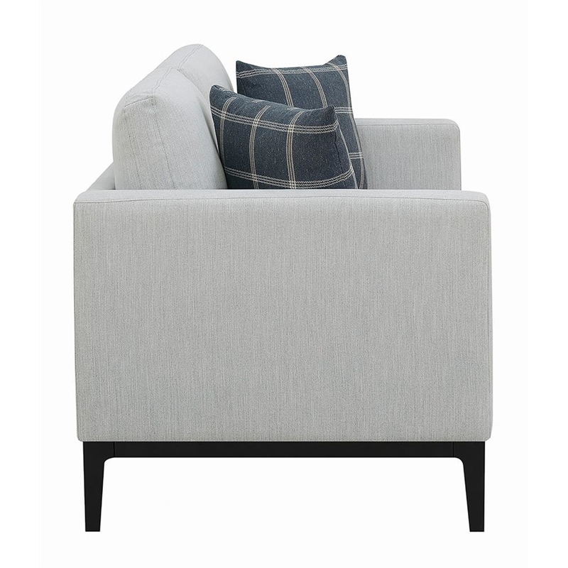 Pemberly Row Upholstered Fabric Loveseat with Cushioned Back in Light Gray