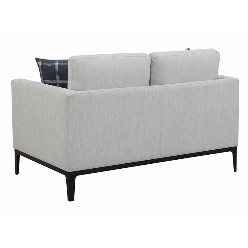 Pemberly Row Upholstered Fabric Loveseat with Cushioned Back in Light Gray