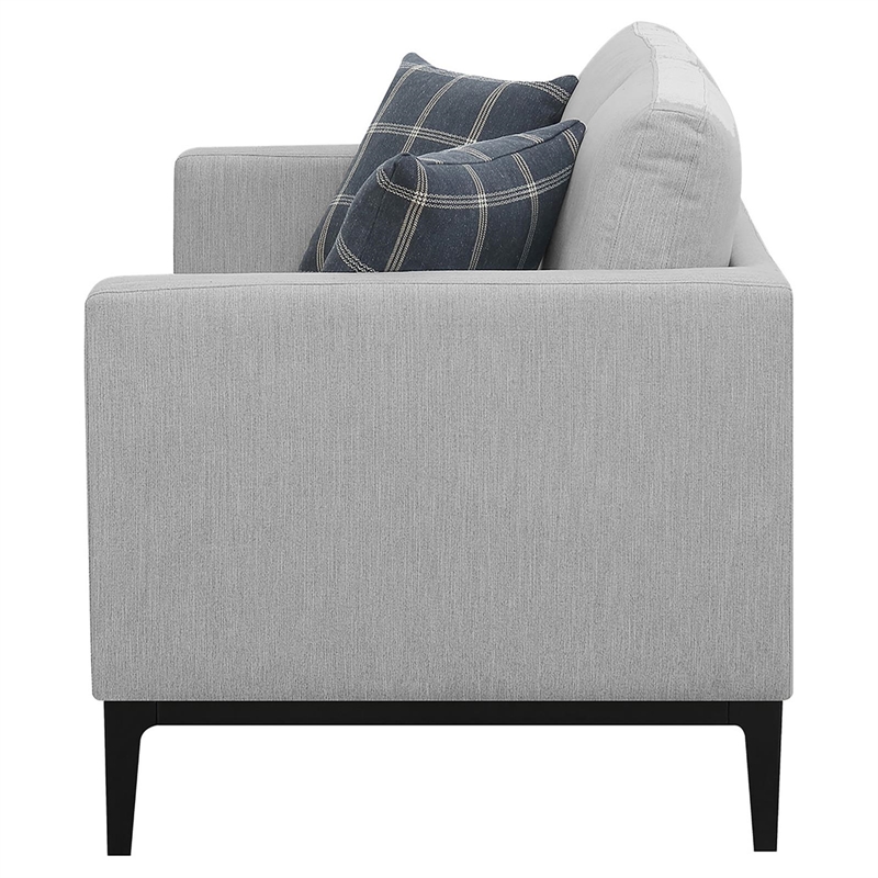Pemberly Row Upholstered Fabric Loveseat with Cushioned Back in Light Gray