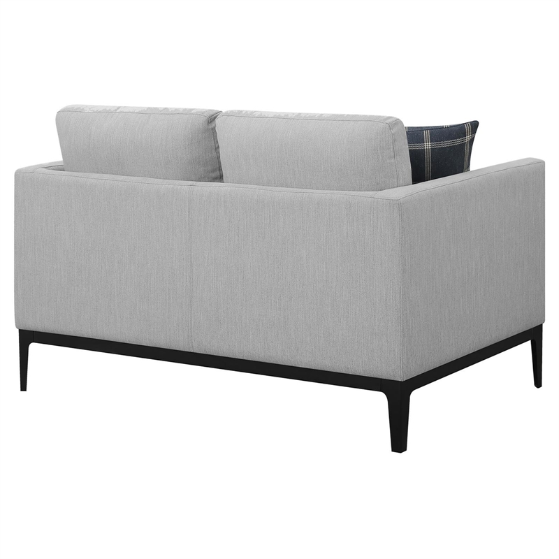 Pemberly Row Upholstered Fabric Loveseat with Cushioned Back in Light Gray