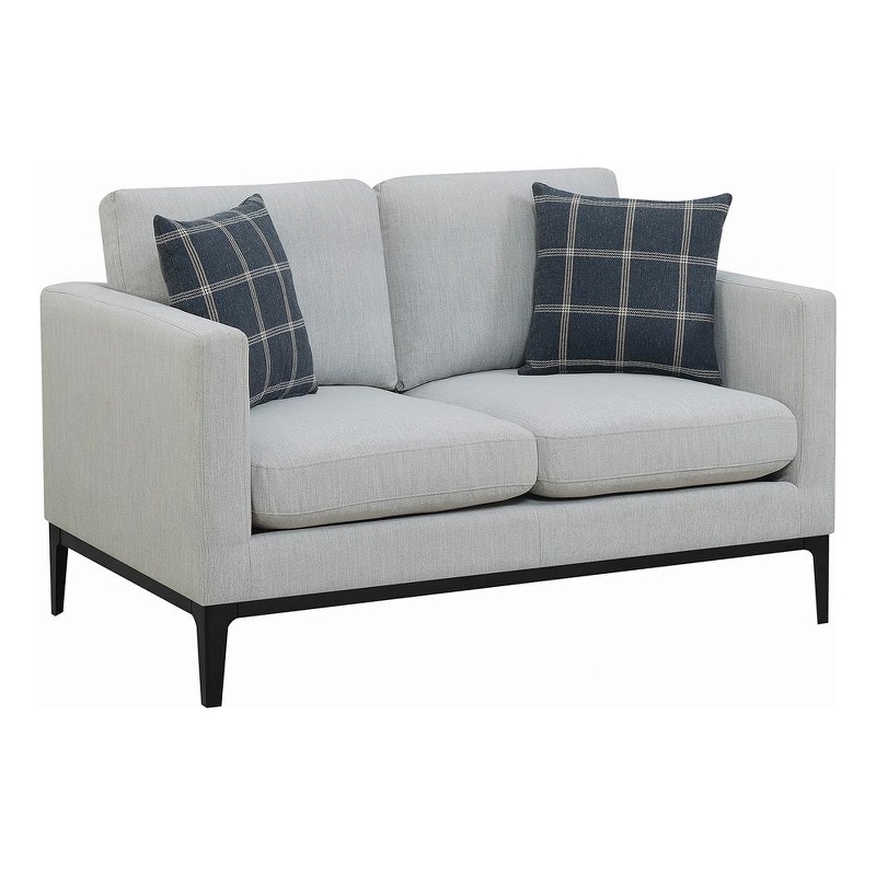 Pemberly Row Upholstered Fabric Loveseat with Cushioned Back in Light Gray