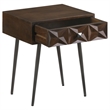 Pemberly Row 1-Drawer Mid-Century Wood Accent Table in Coffee Brown/Gunmetal
