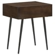 Pemberly Row 1-Drawer Mid-Century Wood Accent Table in Coffee Brown/Gunmetal