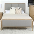 Pemberly Row Upholstered Fabric Eastern King Panel Bed in Sand Wash and Gray