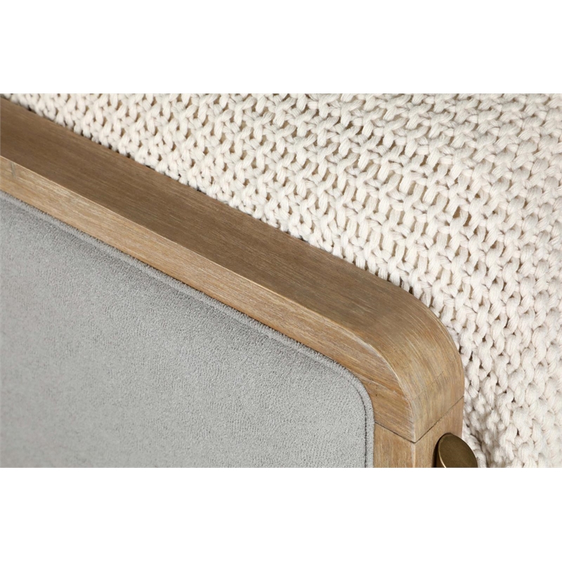 Pemberly Row Upholstered Fabric Eastern King Panel Bed in Sand Wash and Gray