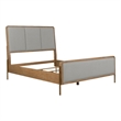 Pemberly Row Upholstered Fabric Eastern King Panel Bed in Sand Wash and Gray