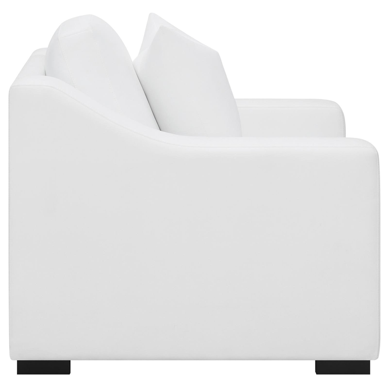 Pemberly Row Upholstered Transitional Fabric Chair with Sloped Arms in White