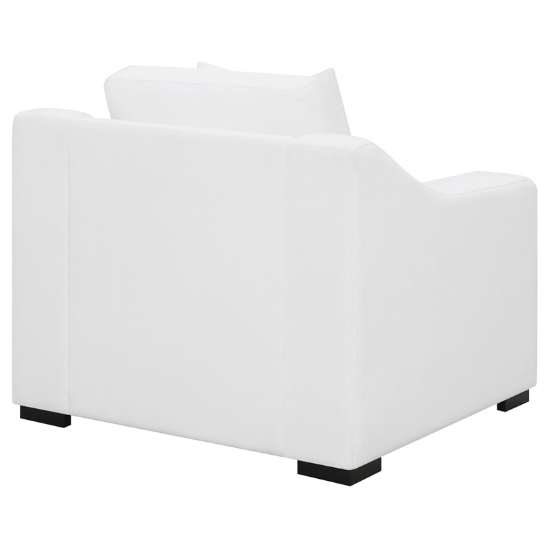 Pemberly Row Upholstered Transitional Fabric Chair with Sloped Arms in White