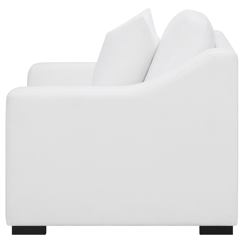 Pemberly Row Upholstered Transitional Fabric Chair with Sloped Arms in White