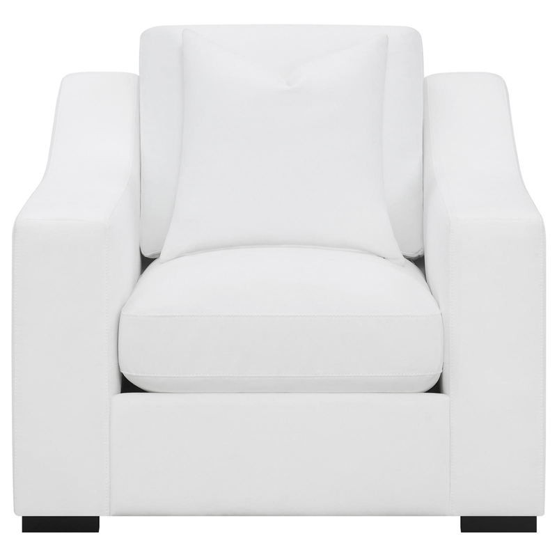 Pemberly Row Upholstered Transitional Fabric Chair with Sloped Arms in White