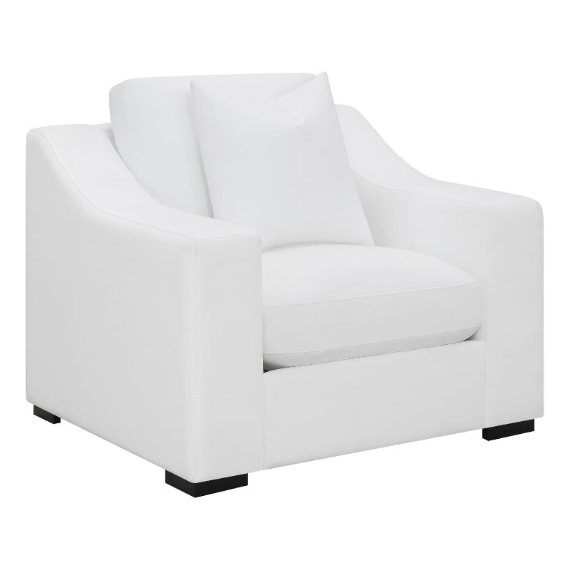 Pemberly Row Upholstered Transitional Fabric Chair with Sloped Arms in White