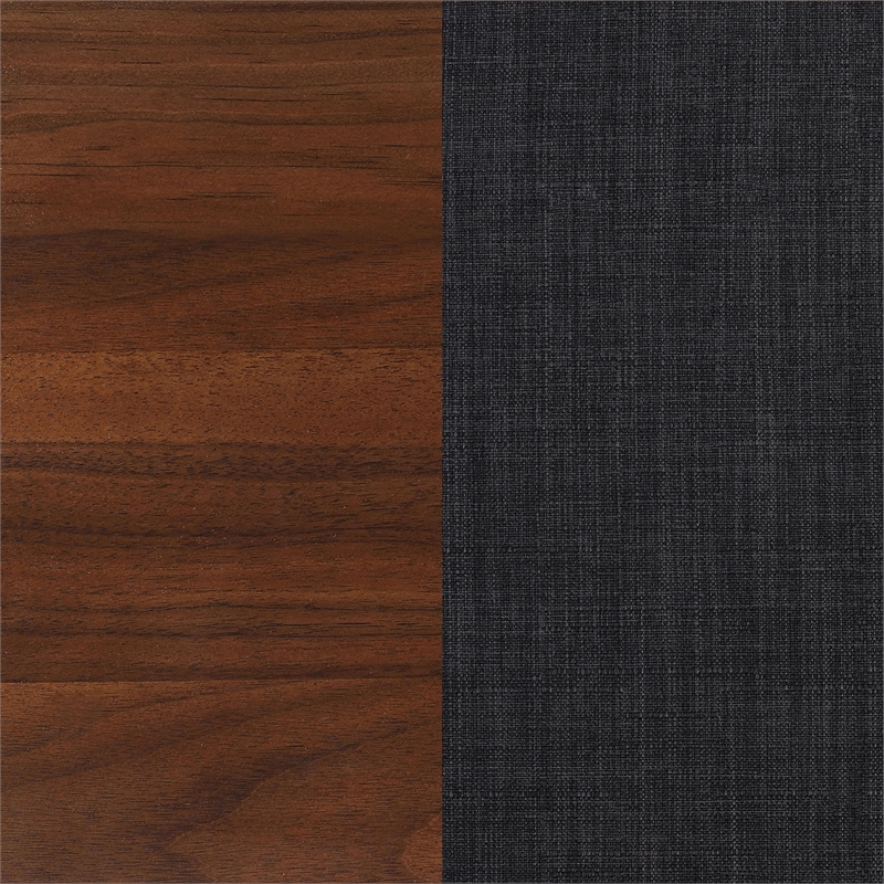 Pemberly Row Wood California King Bed with Upholstered Headboard Dark Walnut