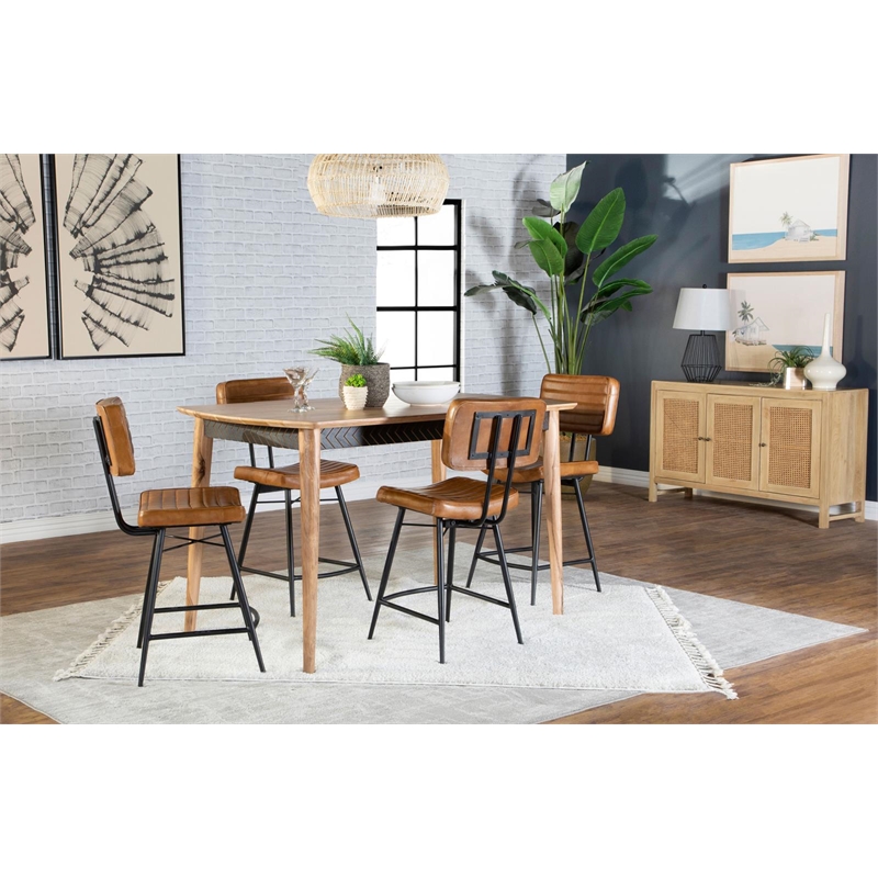 Pemberly Row 5-piece Wood Counter Height Dining Set in Natural and Camel