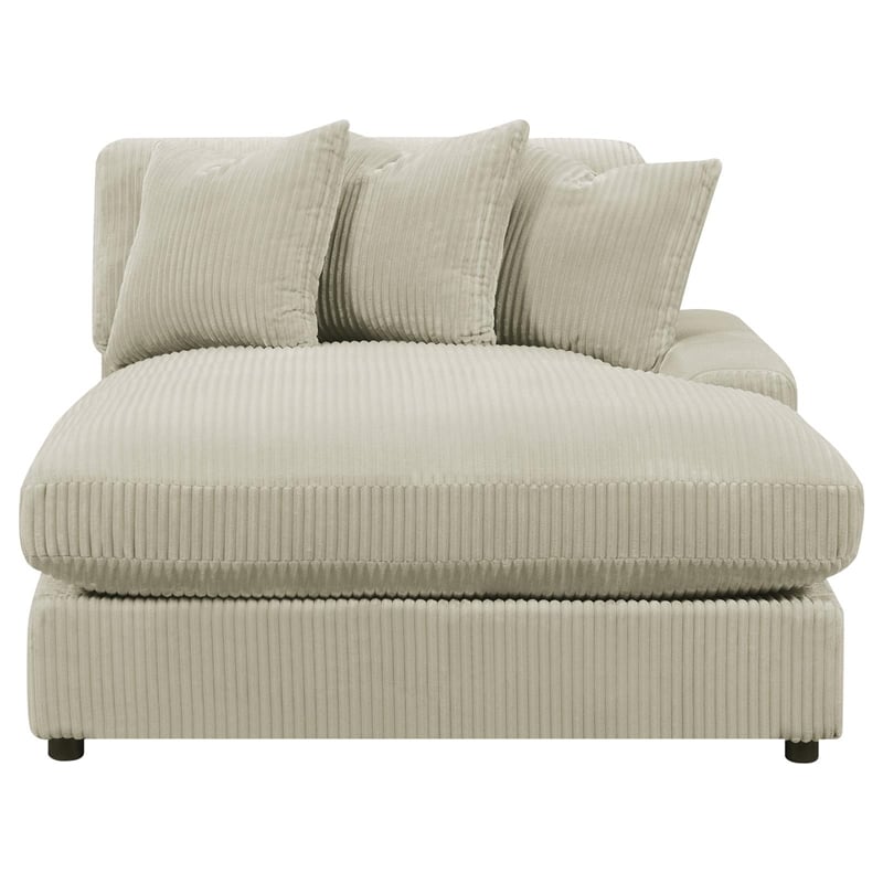 Pemberly Row Modern Velvet Upholstered Reversible Sectional Sofa in Sand