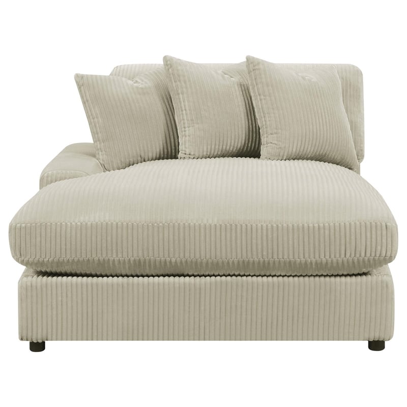 Pemberly Row Modern Velvet Upholstered Reversible Sectional Sofa in Sand