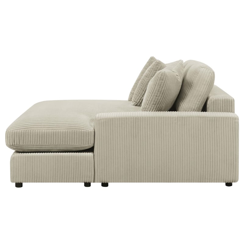 Pemberly Row Modern Velvet Upholstered Reversible Sectional Sofa in Sand