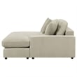 Pemberly Row Modern Velvet Upholstered Reversible Sectional Sofa in Sand