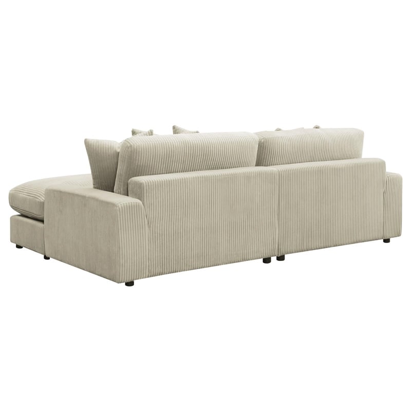Pemberly Row Modern Velvet Upholstered Reversible Sectional Sofa in Sand
