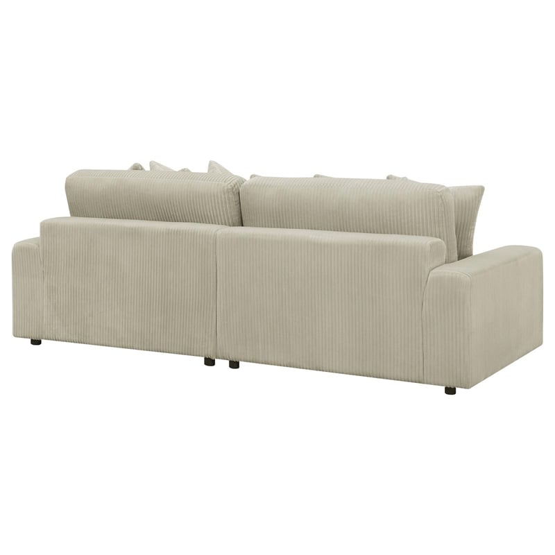 Pemberly Row Modern Velvet Upholstered Reversible Sectional Sofa in Sand