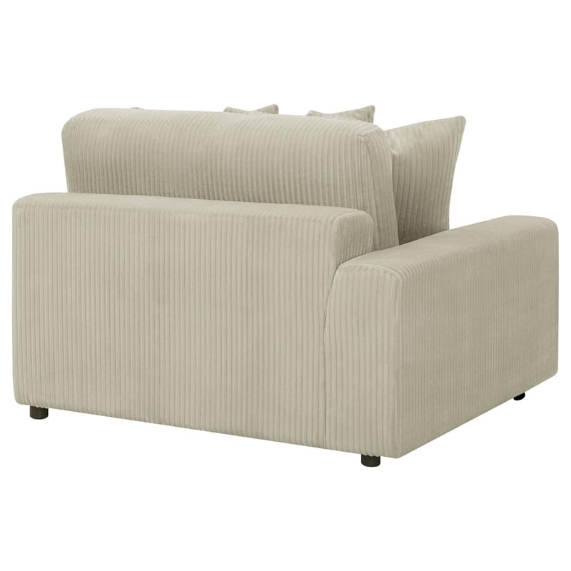 Pemberly Row Modern Velvet Upholstered Reversible Sectional Sofa in Sand